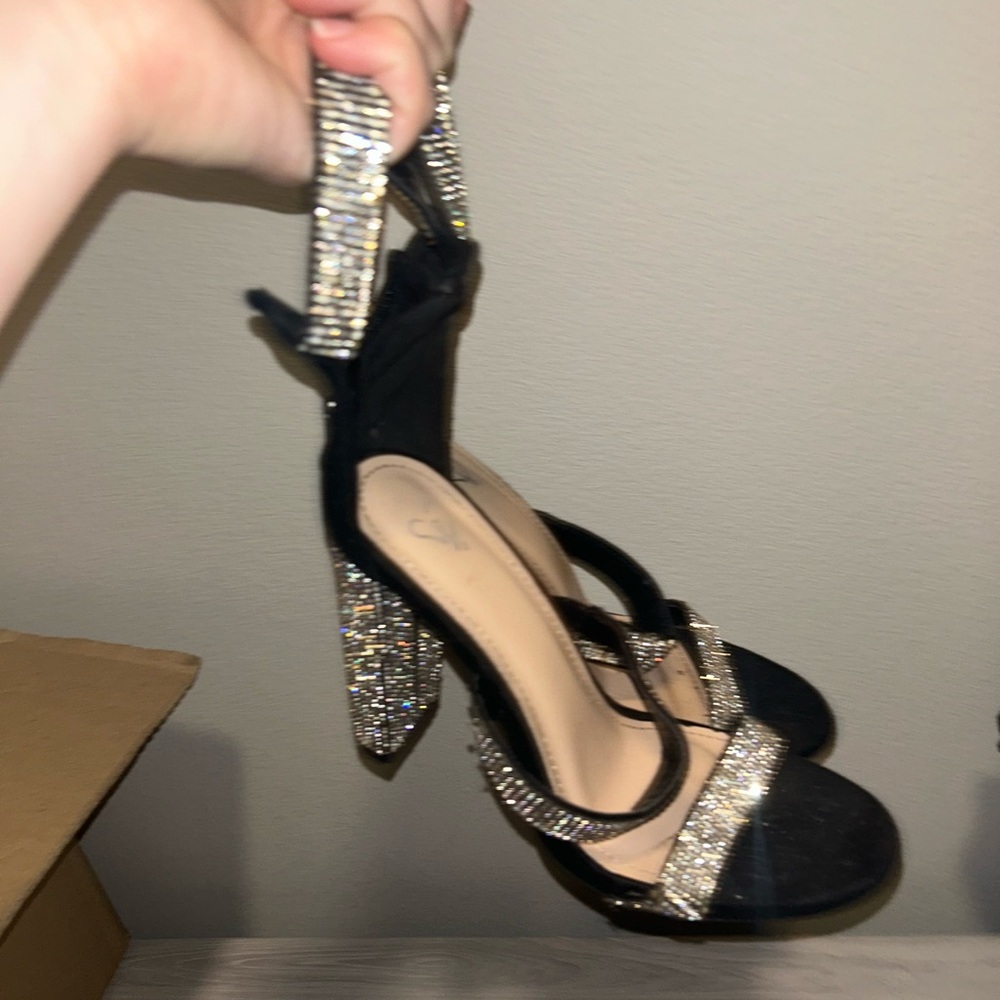 Windsor Black and Silver Strappy Heels